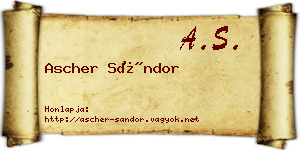 Ascher Sándor névjegykártya