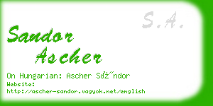 sandor ascher business card